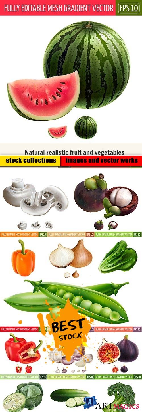 Natural realistic fruit and vegetables