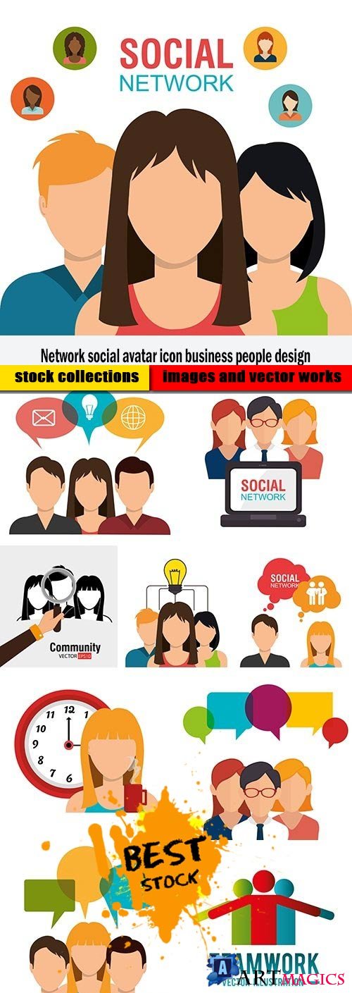 Network social avatar icon business people design