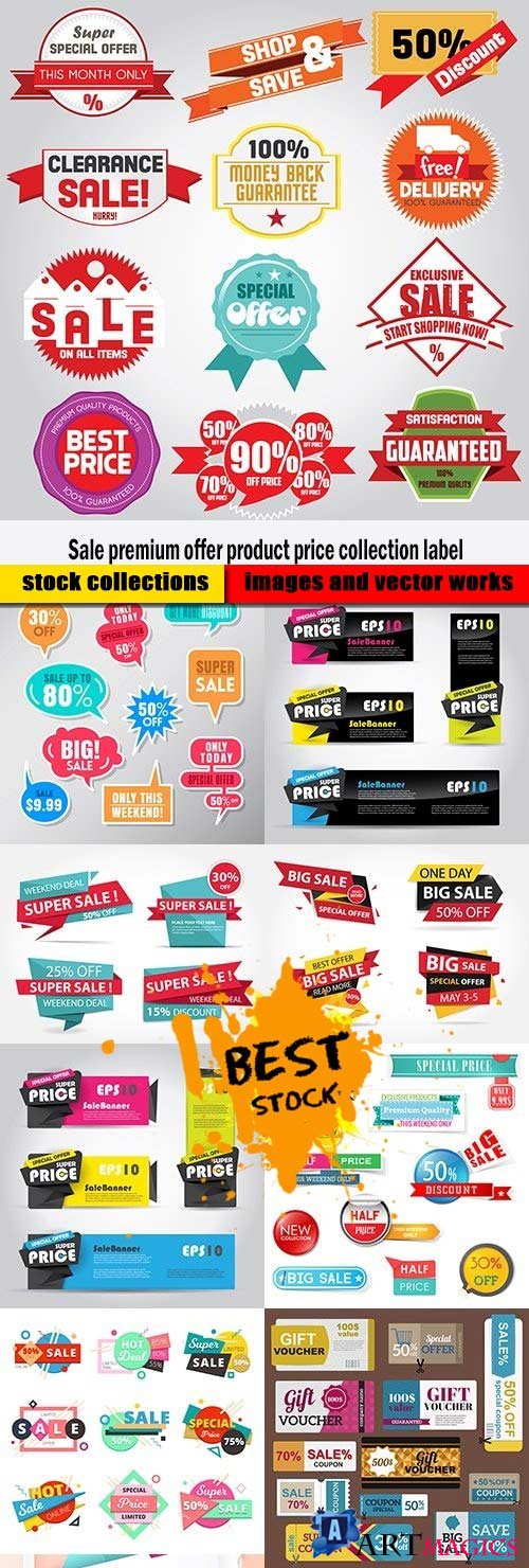 Sale premium offer product price collection label