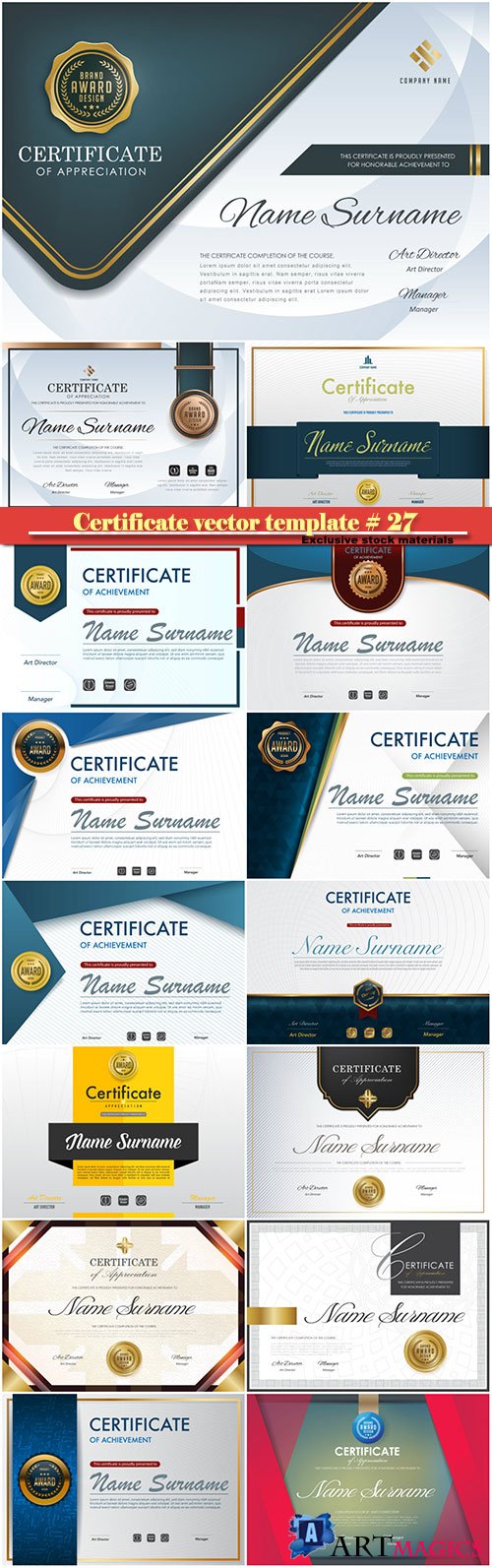 Certificate and vector diploma design template # 27