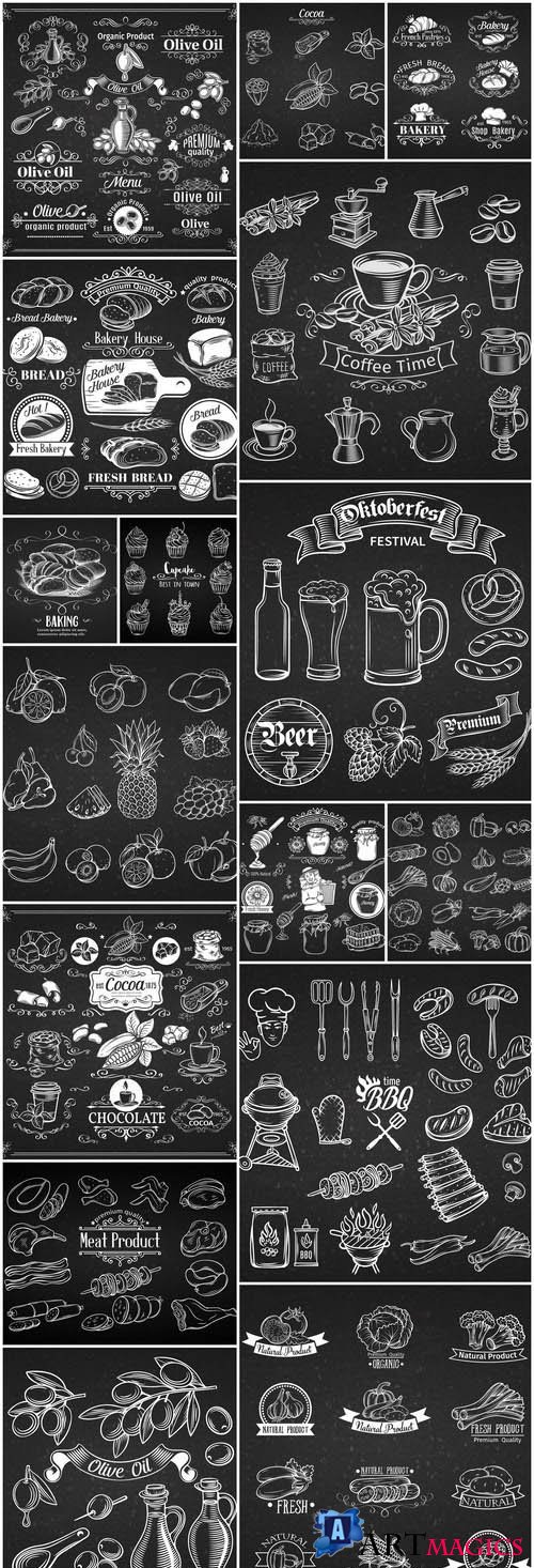 Vintage Monohrome Food And Drink Element - 16 Vector