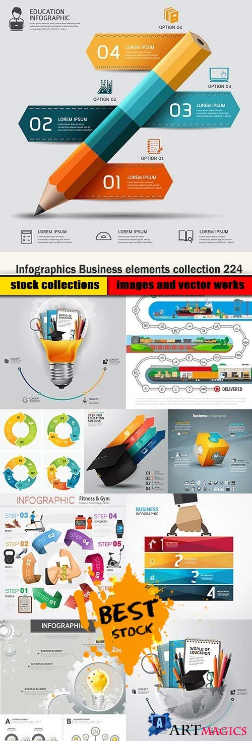 Infographics Business elements collection 224