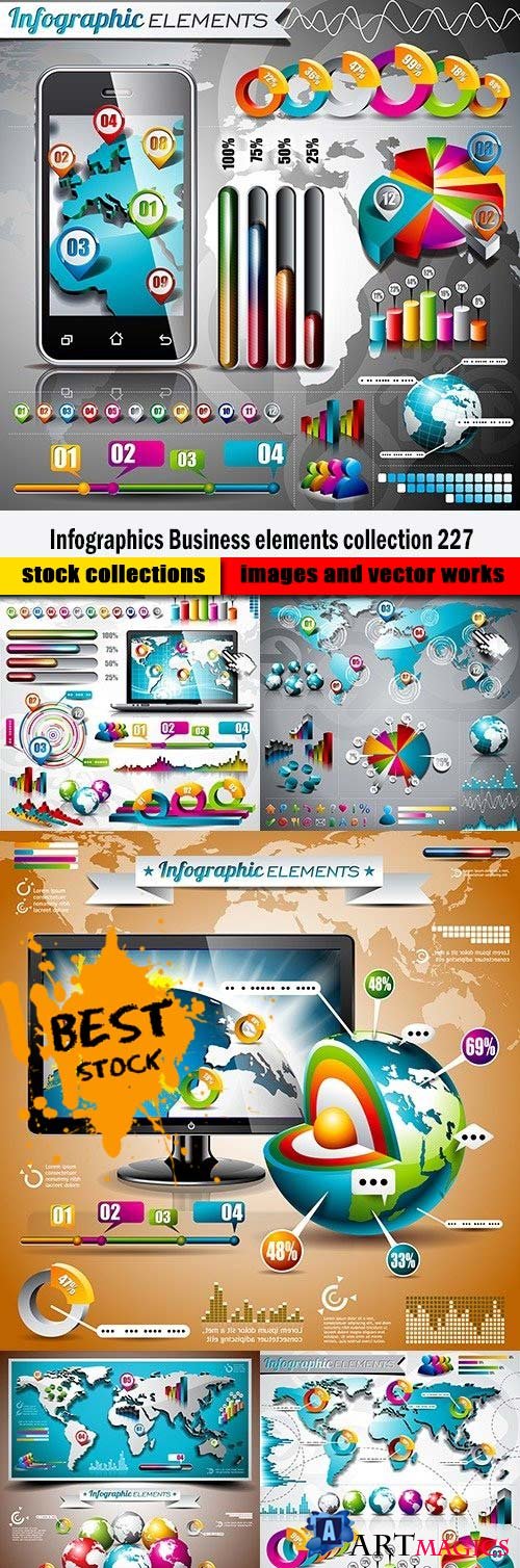Infographics Business elements collection 227