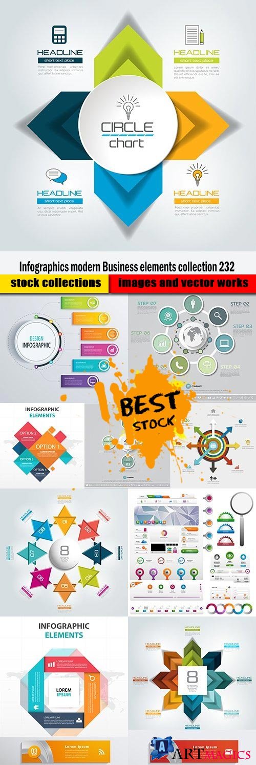 Infographics modern Business elements collection 232