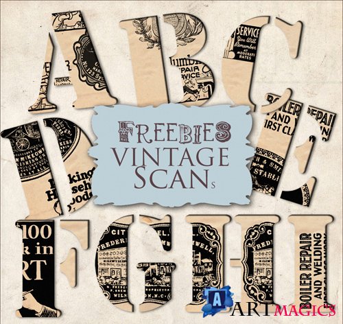 Scrap Kit - Alphabet in Vintage Style
