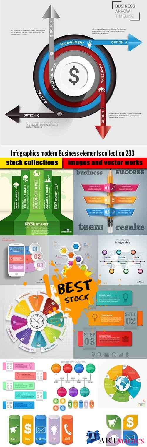 Infographics modern Business elements collection 233