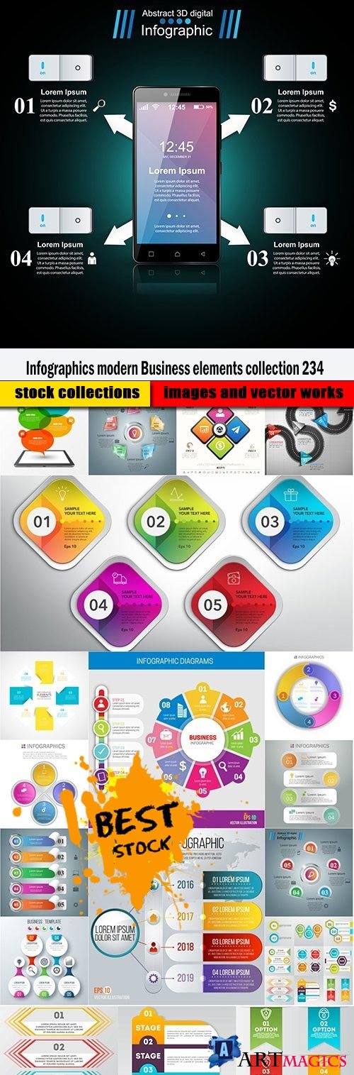 Infographics modern Business elements collection 234
