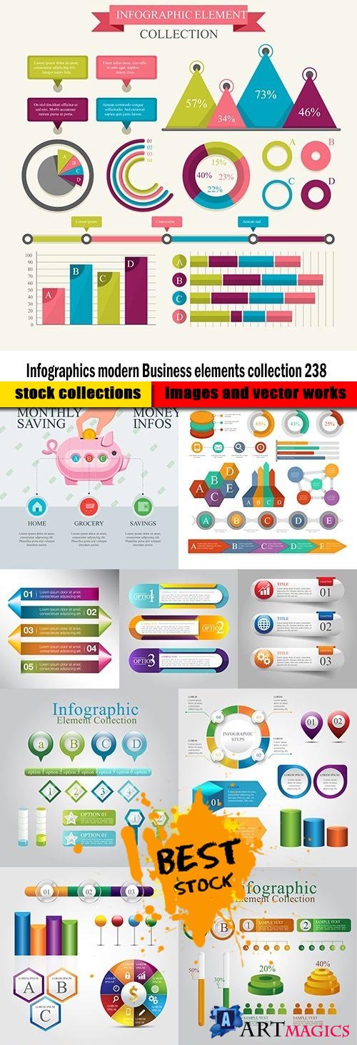 Infographics modern Business elements collection 238