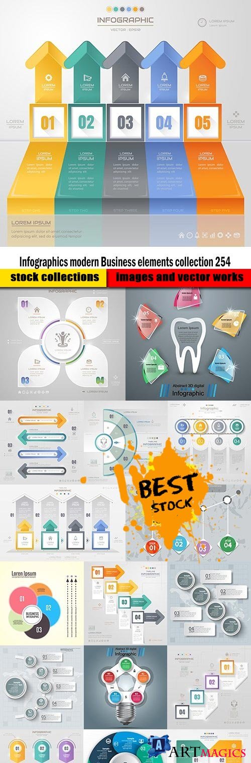 Infographics modern Business elements collection 254
