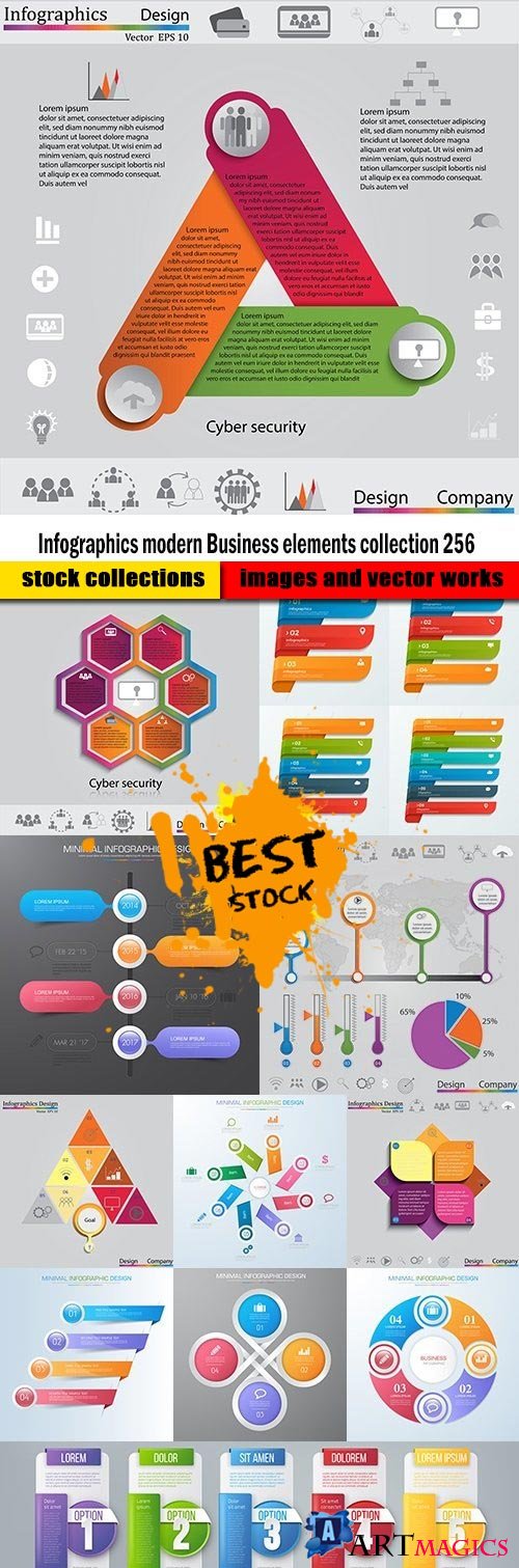 Infographics modern Business elements collection 256