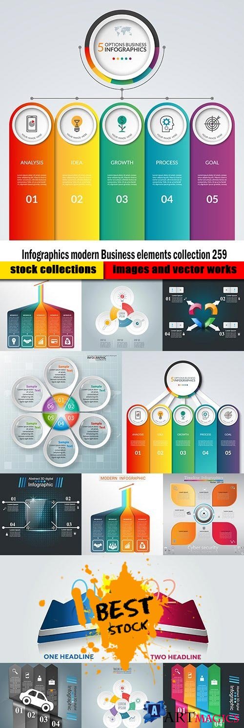 Infographics modern Business elements collection 259