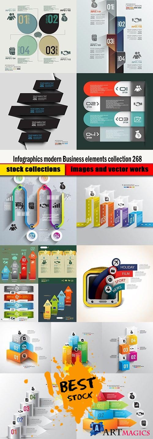 Infographics modern Business elements collection 268