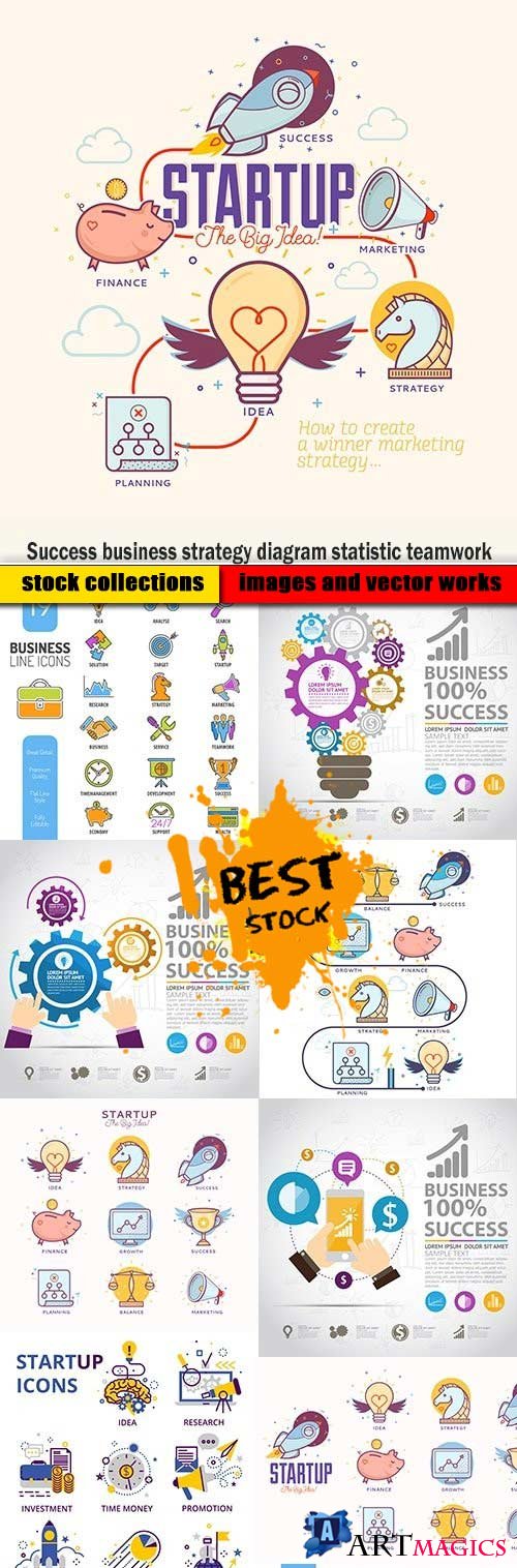Success business strategy diagram statistic teamwork