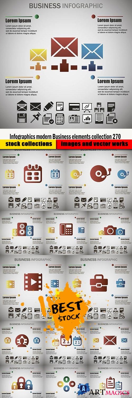 Infographics modern Business elements collection 270