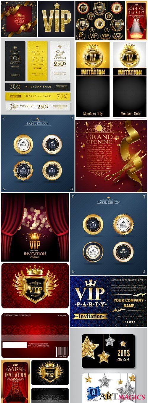 Golden VIP Design Elements - 15 Vector