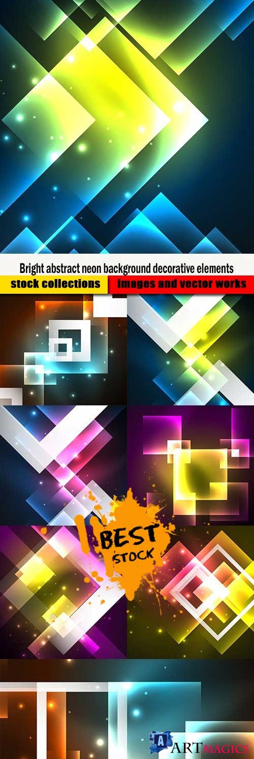 Bright abstract neon background decorative elements