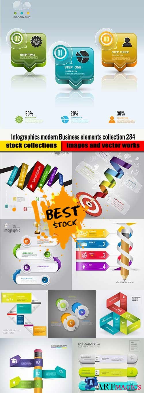 Infographics modern Business elements collection 284