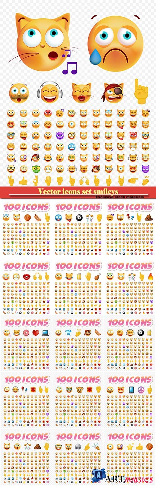 Vector icons set smileys