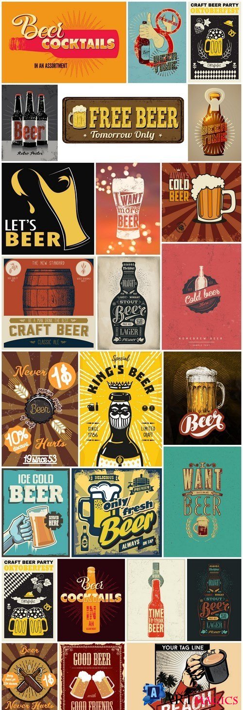 Retro Vintage Beer Poster - 25 Vector