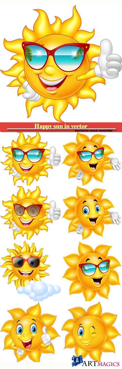 Happy sun in vector