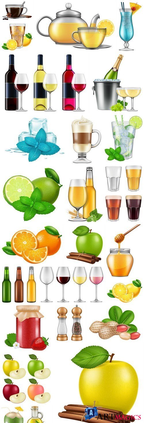 Different Fod And Drink Collection - 25 Vector