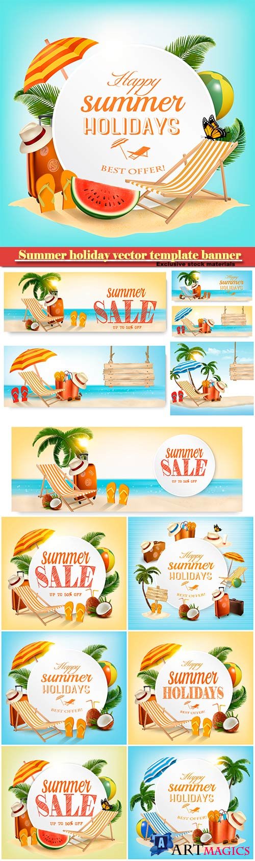 Summer holiday vector template banner
