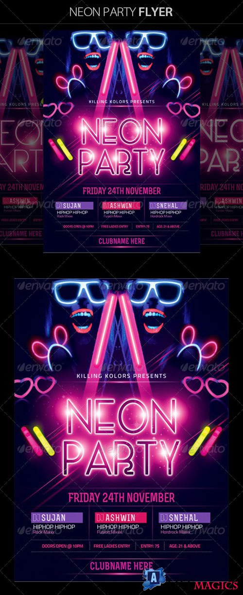 Neon / Glow Party Flyer