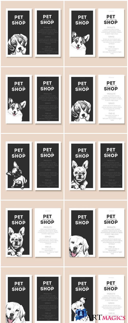 Pet Shop Card - 10 Vector