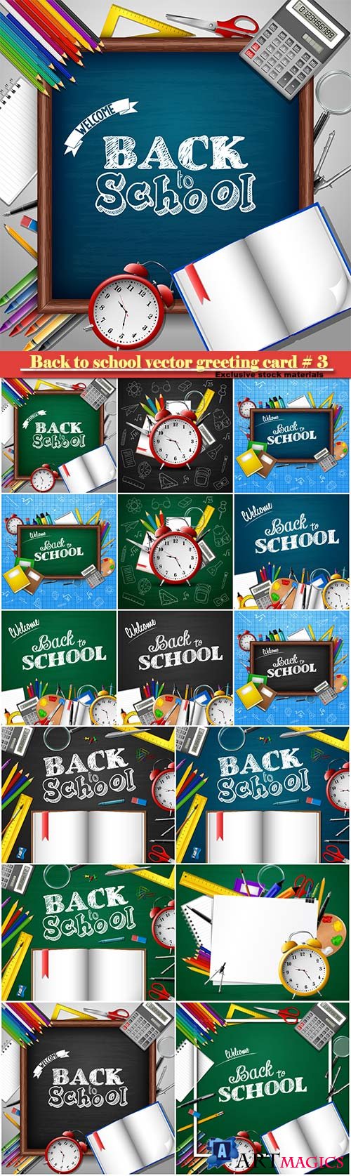Back to school vector greeting card # 3