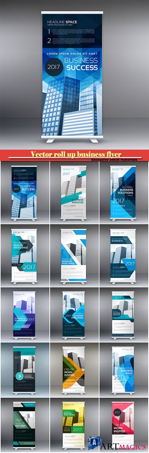 Vector roll up business flyer banner design