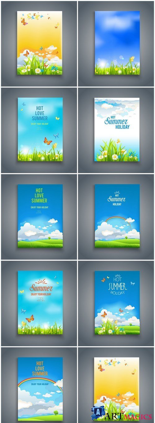Spring Summer Nature Template Card - 9 Vector