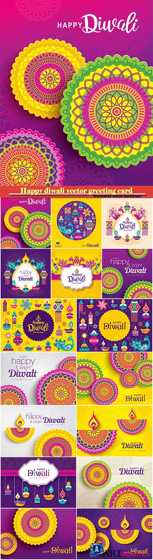 Happy diwali vector greeting card