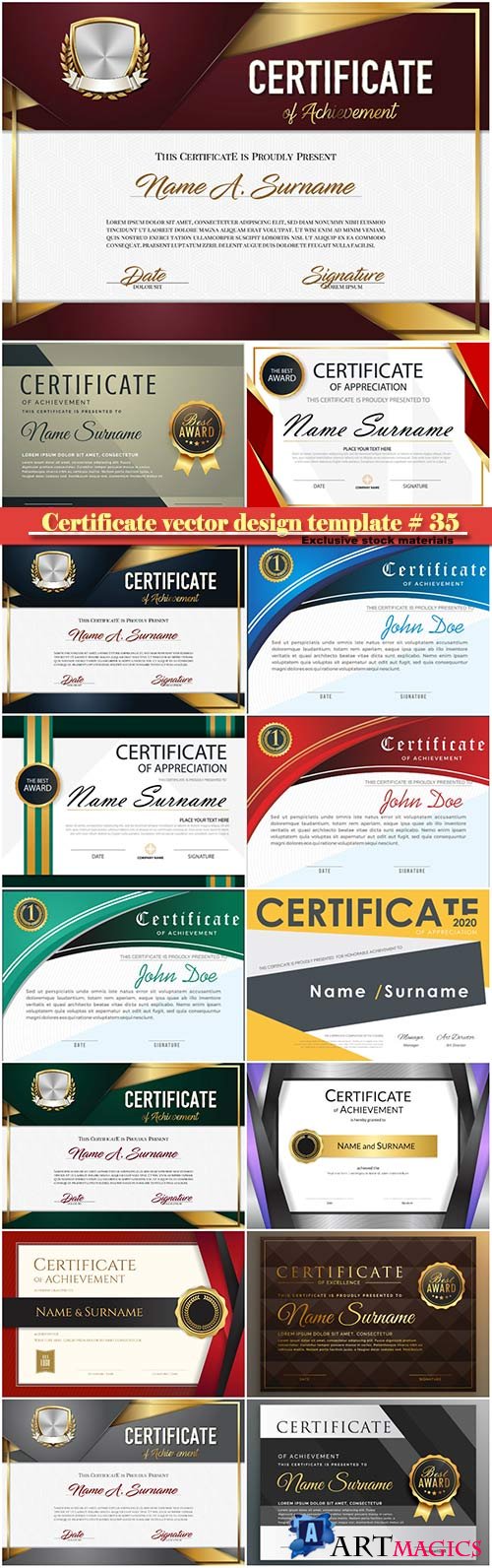 Certificate and vector diploma design template # 35