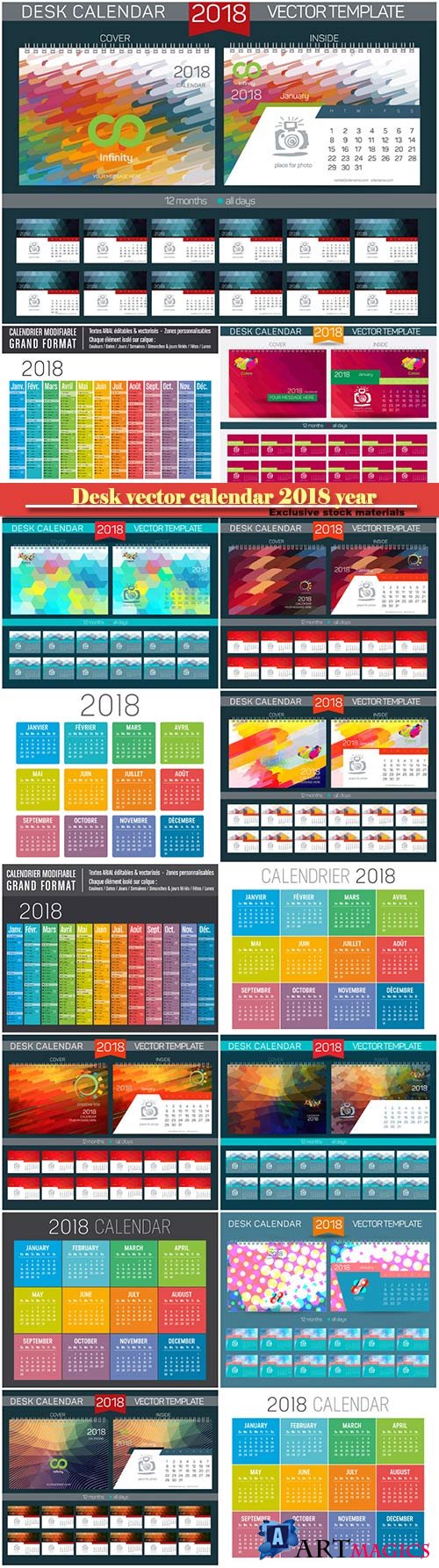 Desk vector calendar design templatefor 2018 year # 6