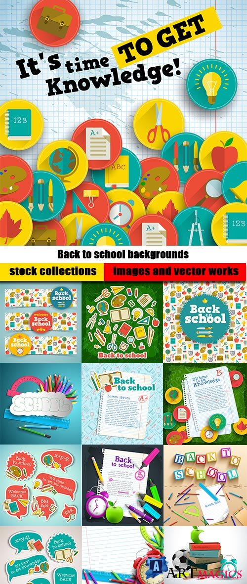 Back to school backgrounds and stationery elements 2