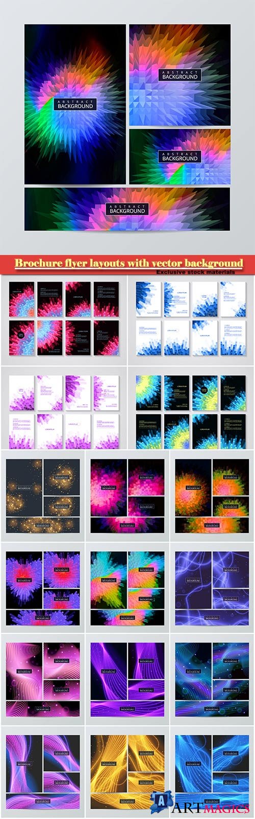 Brochure flyer layouts with vector abstract colorful background