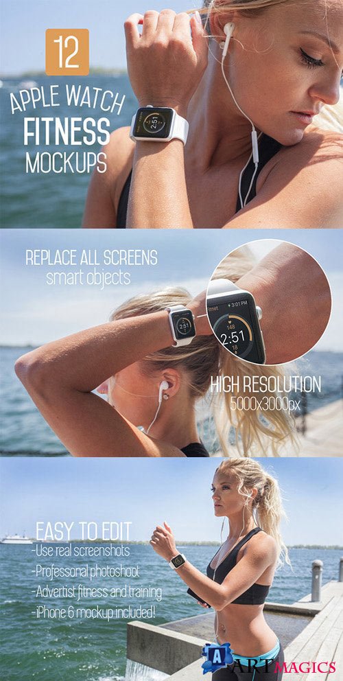 12 Apple Watch Fitness Mockups