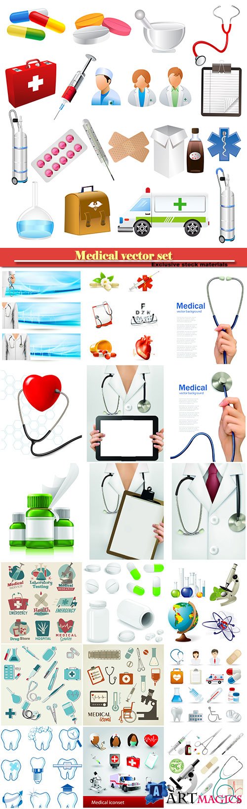 Medical vector set, icons and elements