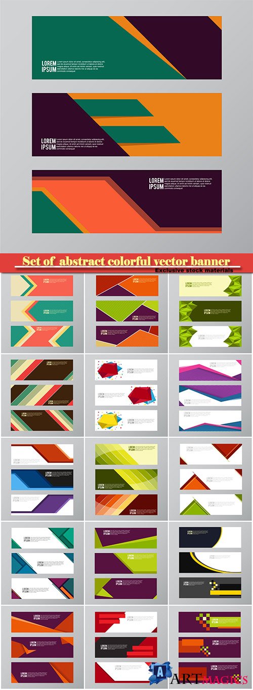 Set of  abstract colorful vector banner background