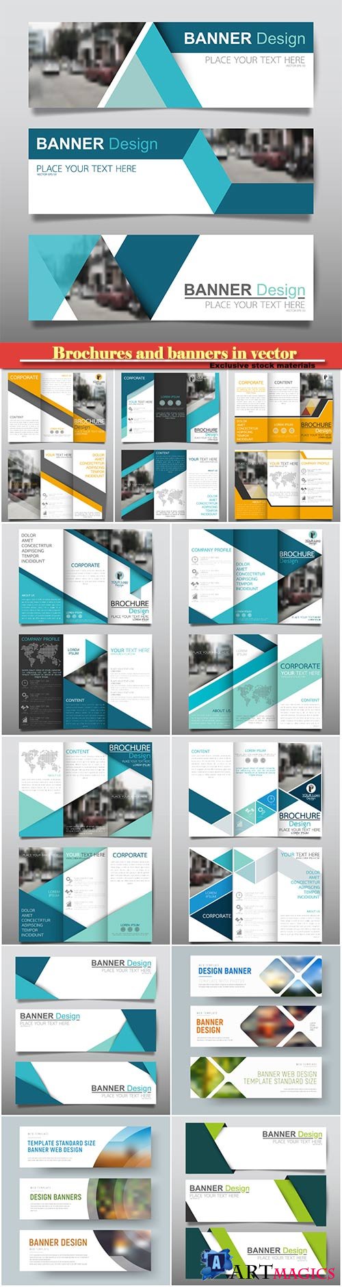 Brochures and banners in vector