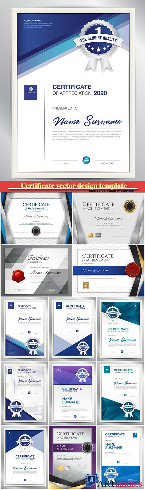Certificate and vector diploma design template # 41