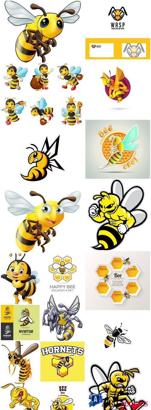 Wasp Bee Logo - 20 Vector
