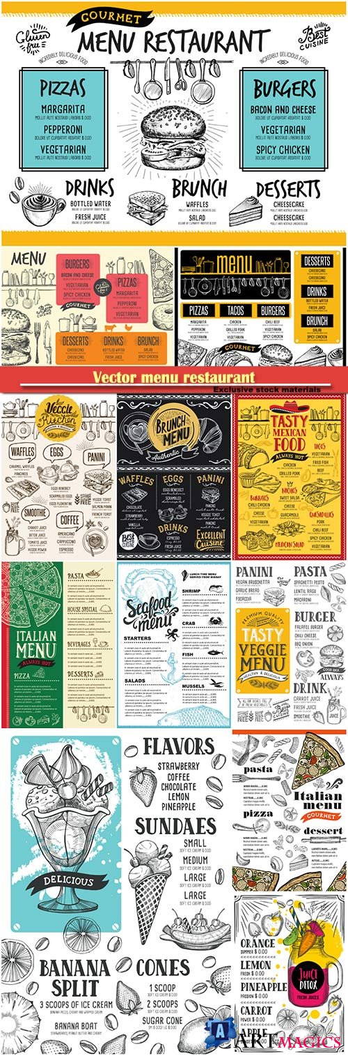 Vector menu restaurant, food template