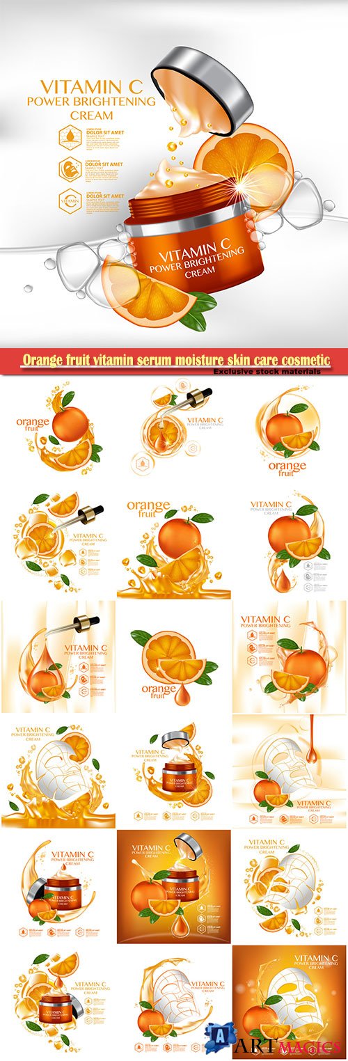 Orange fruit vitamin serum moisture skin care cosmetic