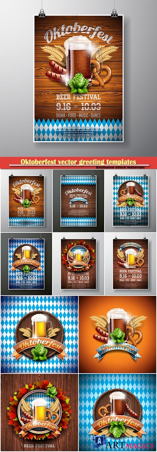 Oktoberfest vector greeting templates