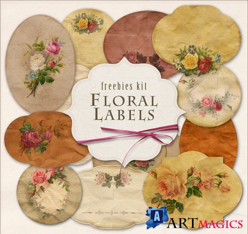 Scrap Kit - Floral Labels in Vintage Style