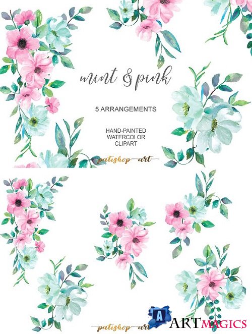 Mint & Pink Floral Arrangements 1820402