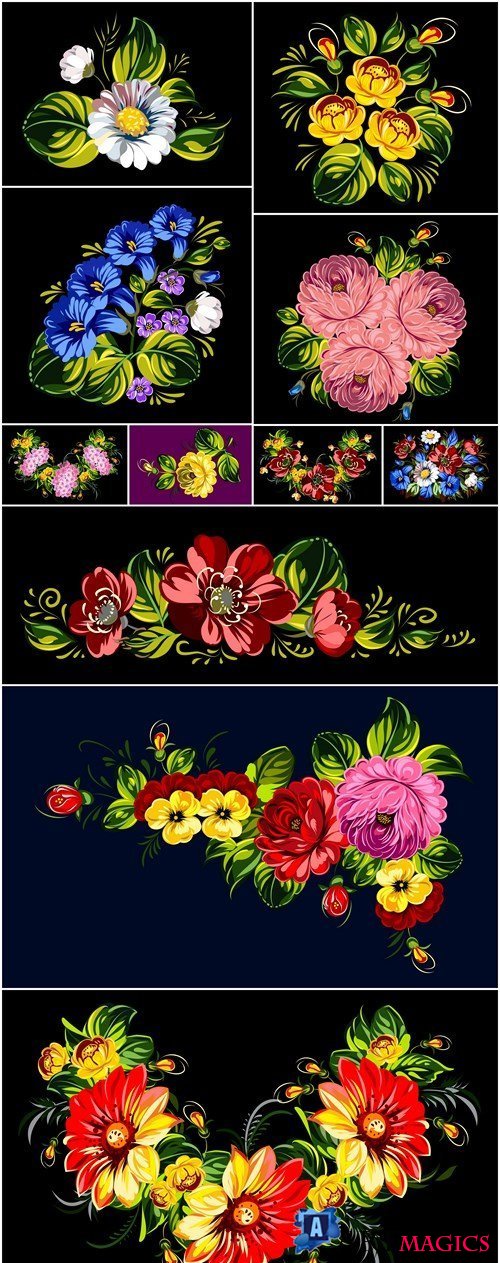Bouquet Of Flowers Painted - 11 Vector
