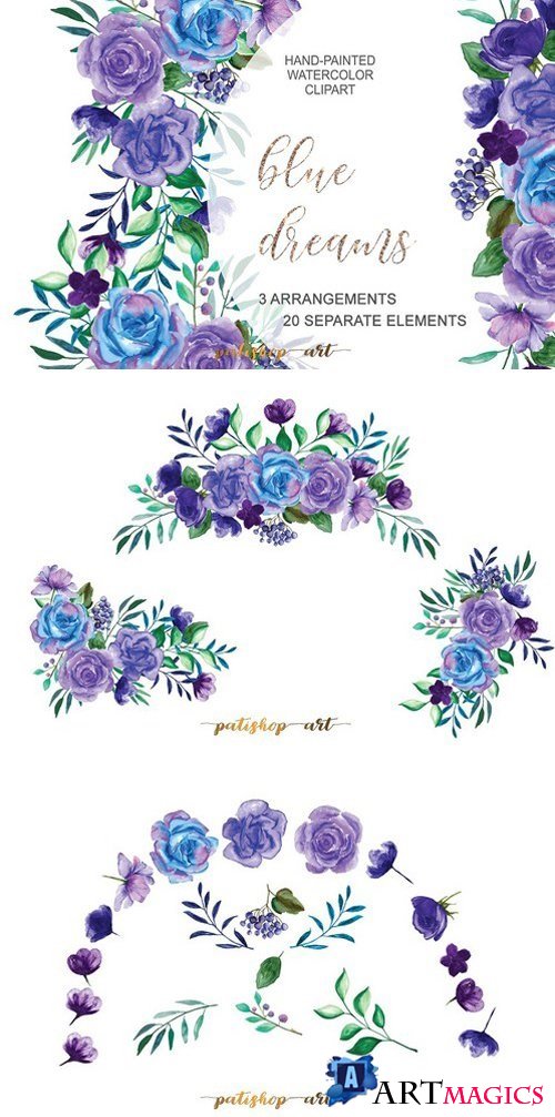 Purple & Blue Floral Bouquets 1820356