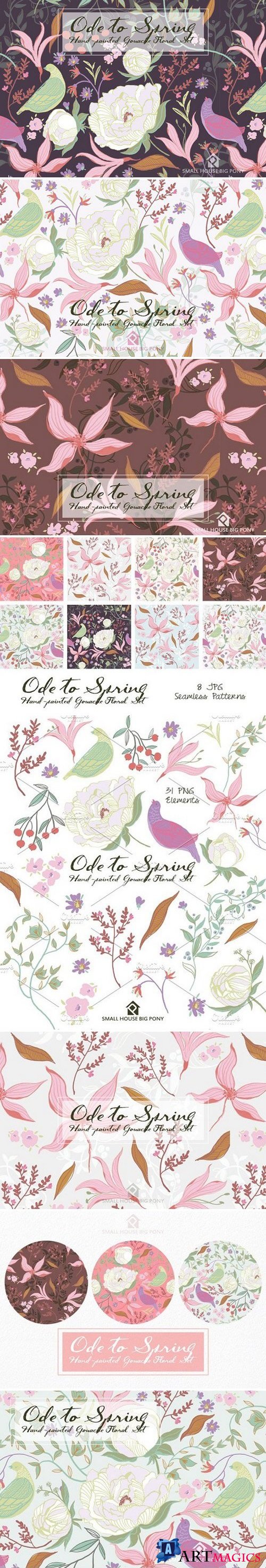 Ode to Spring- Gouache Floral Set 1290811